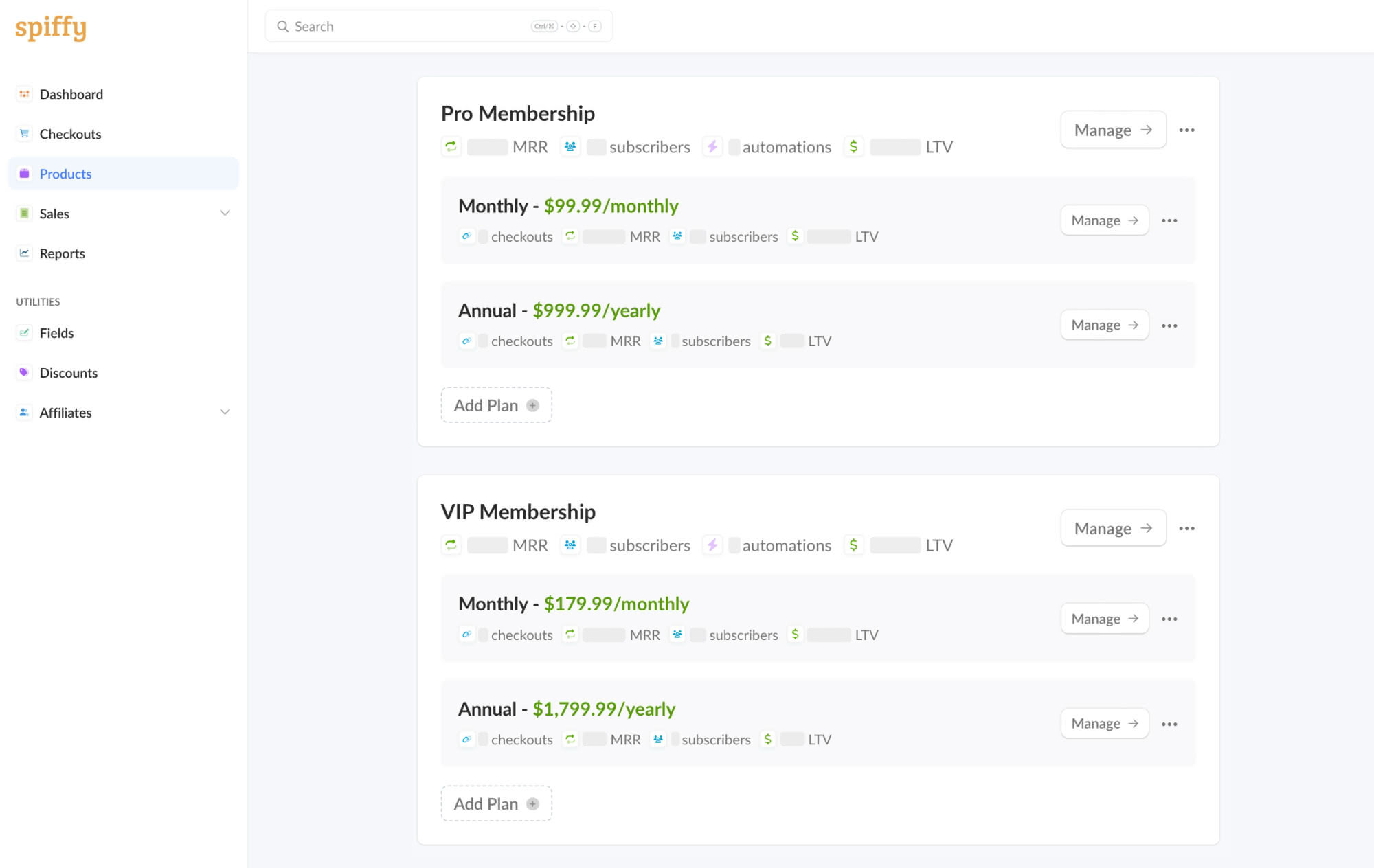 Subscription product setup with billing frequencies and trials
